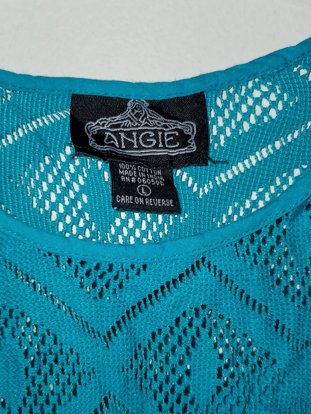 Angie Turquoise Openwork Knit Tee